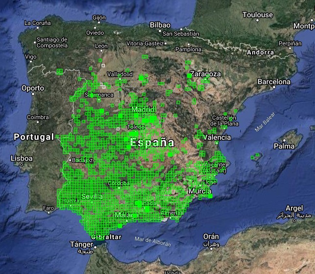 Mapa de distribución de Blanus