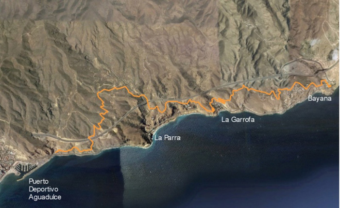 Mapa del recorrido del camino viejo de Almeria