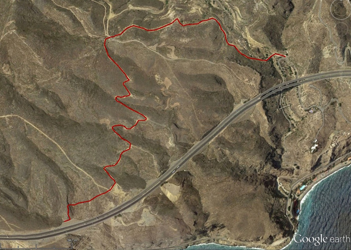 Mapa del segundo tramo del recorrido del camino viejo de Almeria